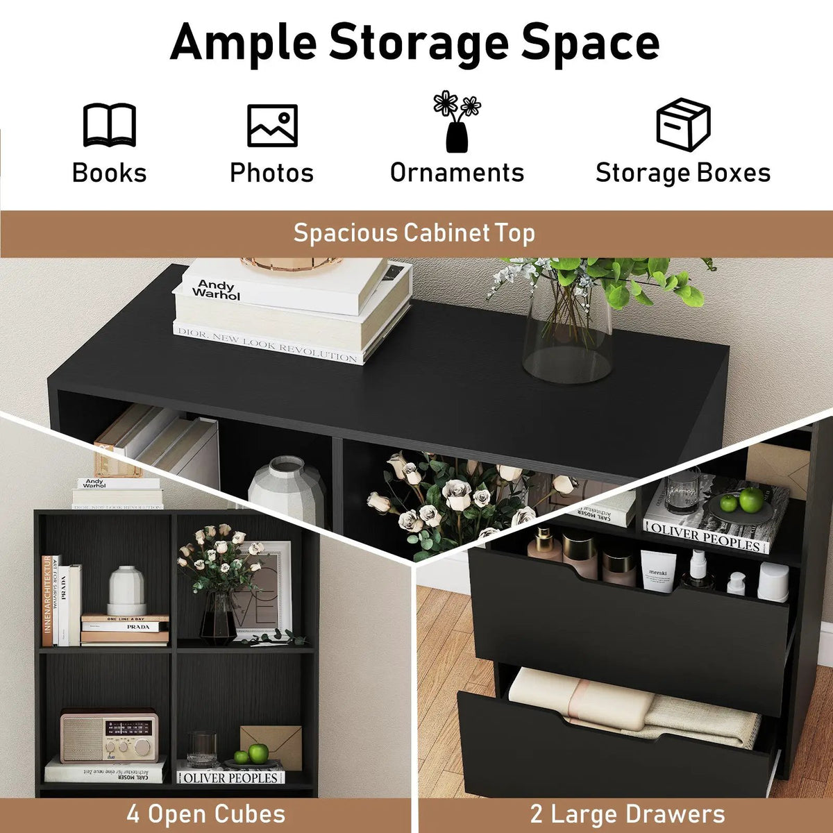 4-Cube Bookcase with 2 Drawers 51 inch 5-Tier Tall Freestanding Bookshelf, photo 26 of 32