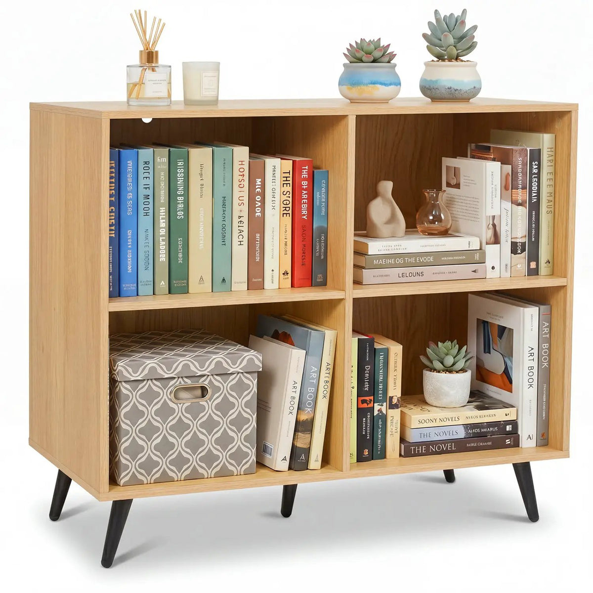 4-Cube Bookshelf with Metal Legs - White by DirectDeals