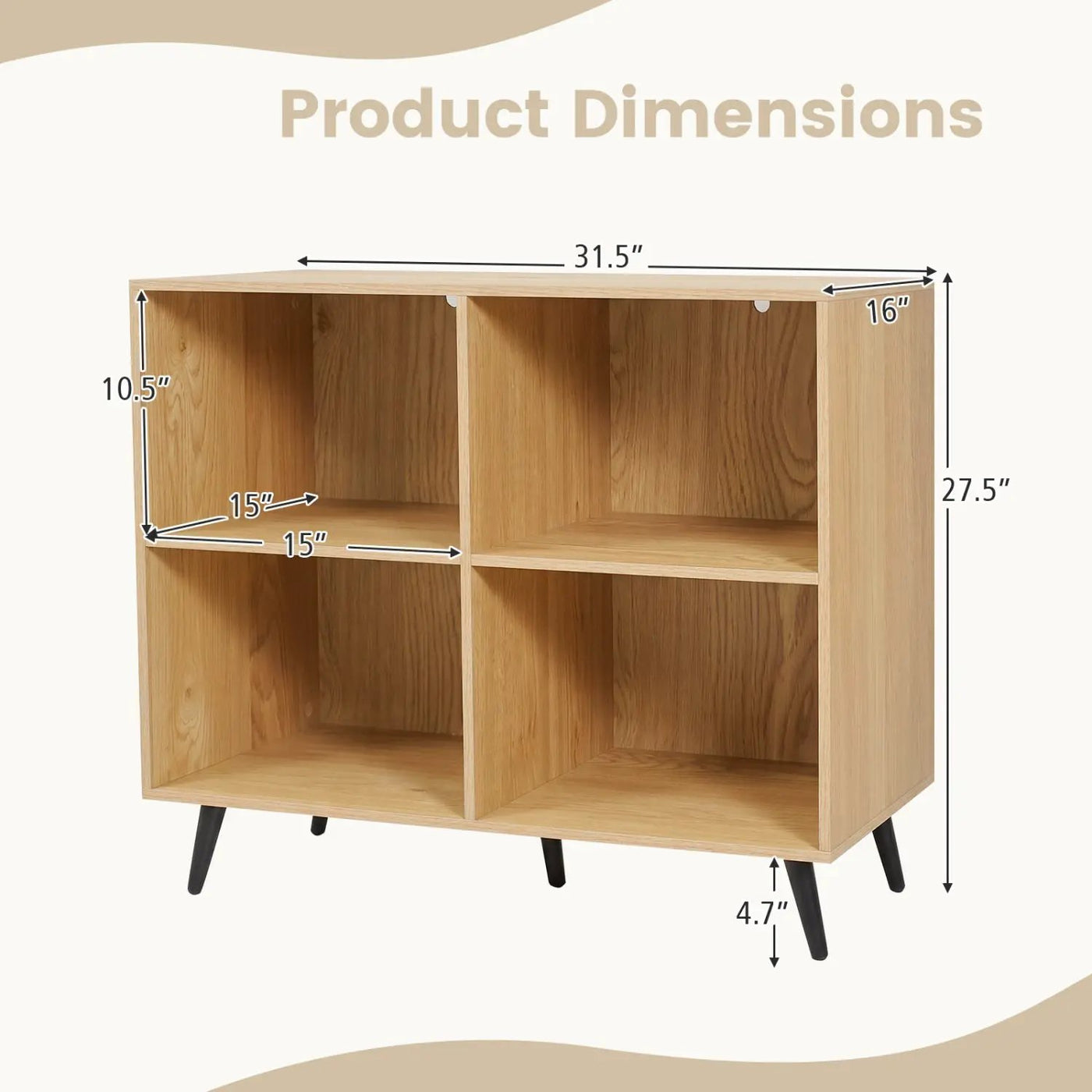 4-Cube Bookshelf with Metal Legs - White by DirectDeals
