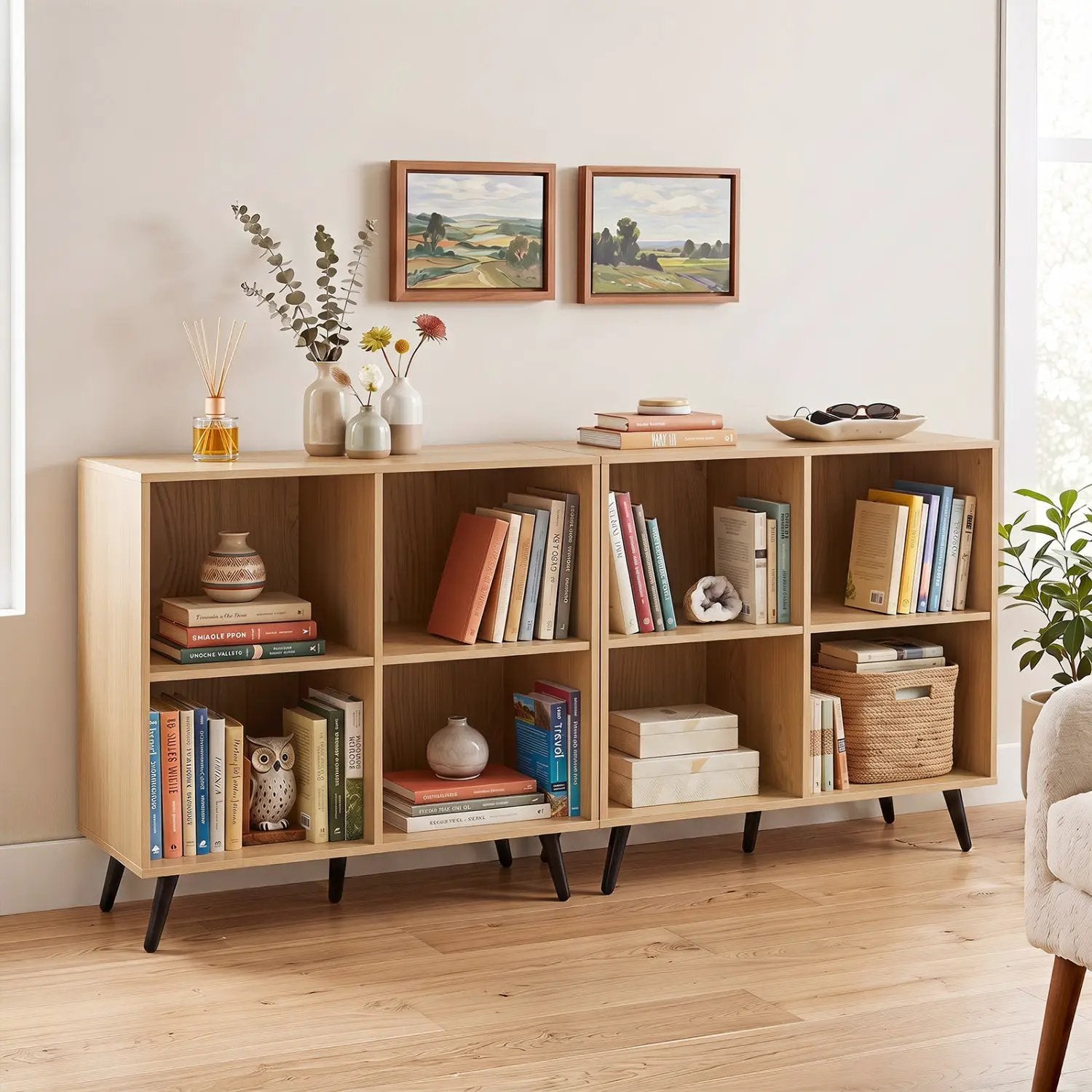 4-Cube Bookshelf with Metal Legs - White by DirectDeals