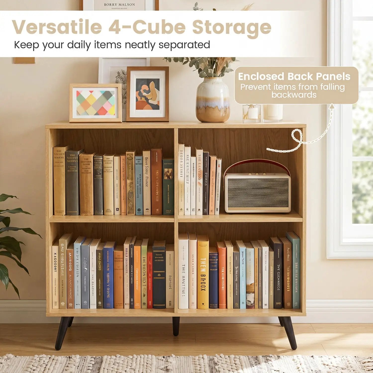 4-Cube Bookshelf with Metal Legs - White by DirectDeals