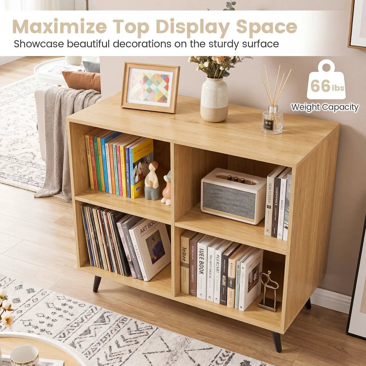 4-Cube Bookshelf with Metal Legs - White by DirectDeals