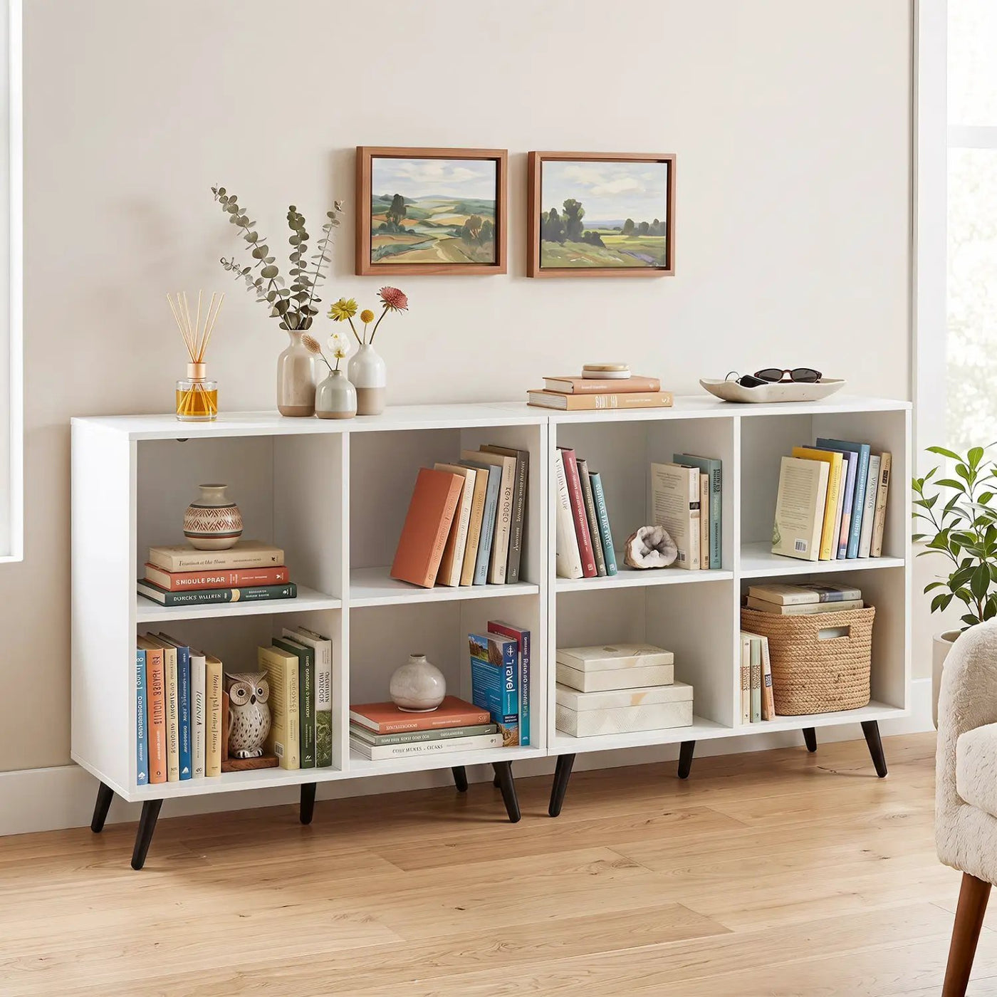 4-Cube Bookshelf with Metal Legs - White by DirectDeals