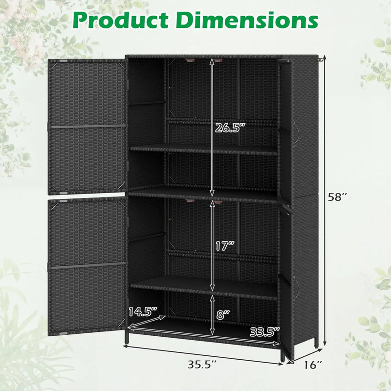 Rattan Vertical Storage Shed with Adjustable Shelves by DirectDeals
