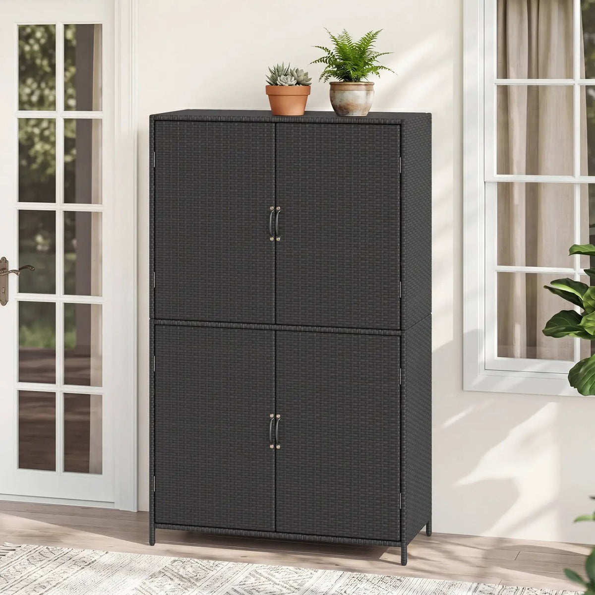 Rattan Vertical Storage Shed with Adjustable Shelves, photo 7 of 16
