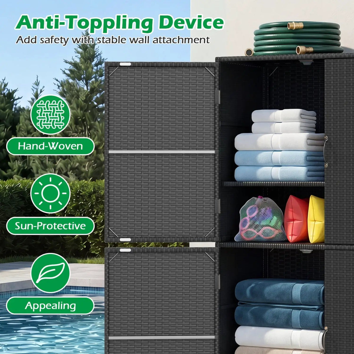 Rattan Vertical Storage Shed with Adjustable Shelves, photo 8 of 16