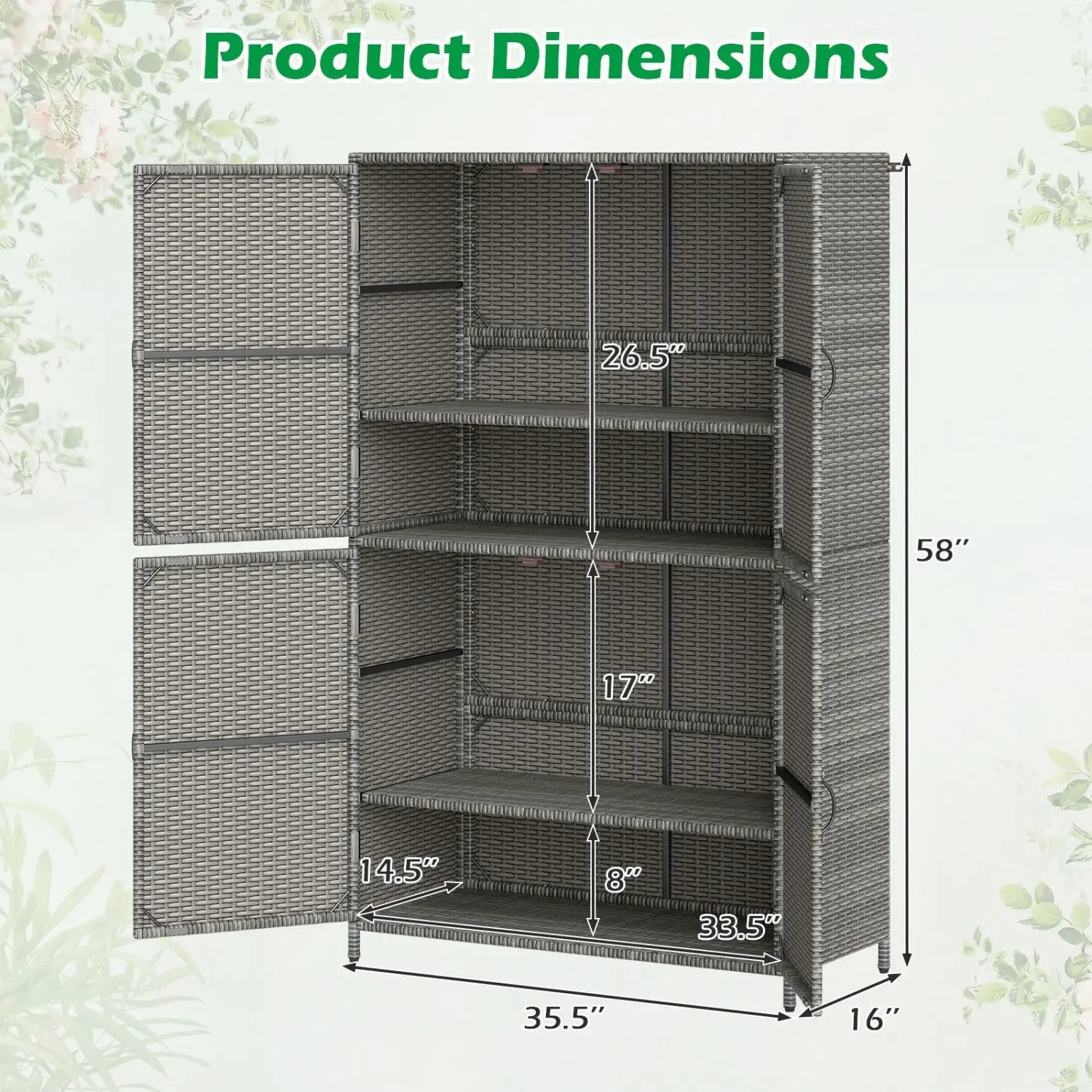 Rattan Vertical Storage Shed with Adjustable Shelves by DirectDeals