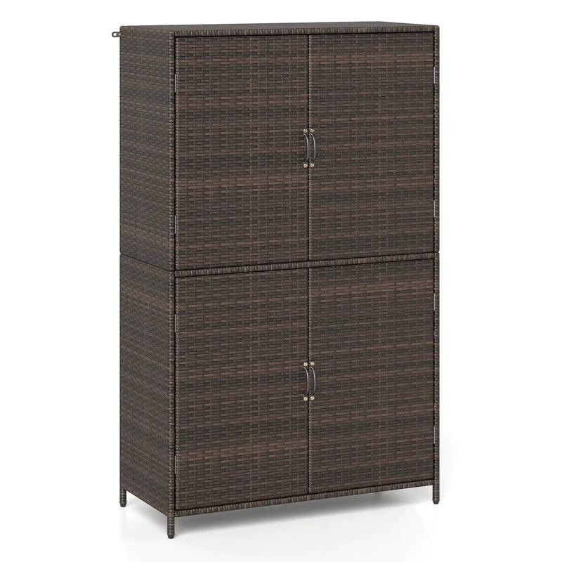 Rattan Vertical Storage Shed with Adjustable Shelves by DirectDeals