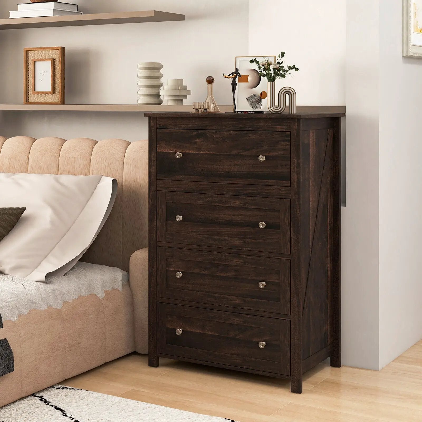 4 Drawer Dresser for Closet Hallway Living Room Nursery-Brown by DirectDeals