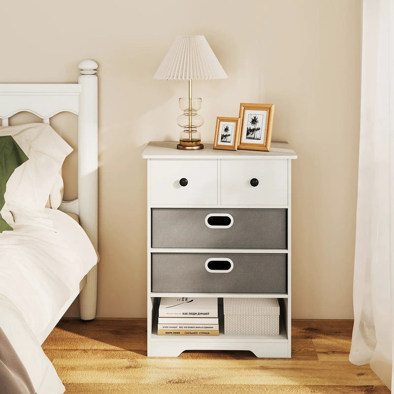 4-Drawer Dresser Modern Chest Storage Organizer with Open Shelves by DirectDeals