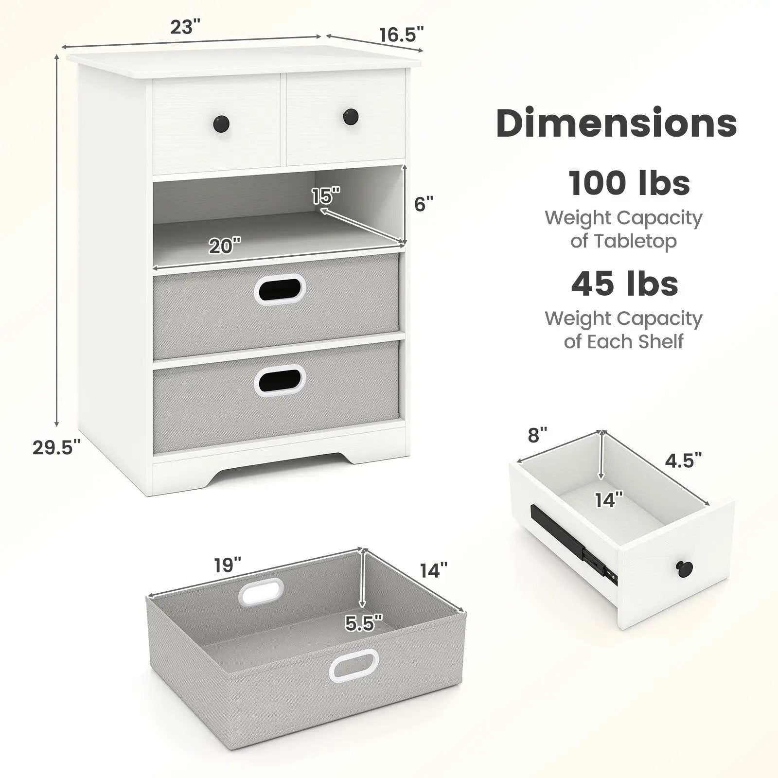 4-Drawer Dresser Modern Chest Storage Organizer with Open Shelves by DirectDeals