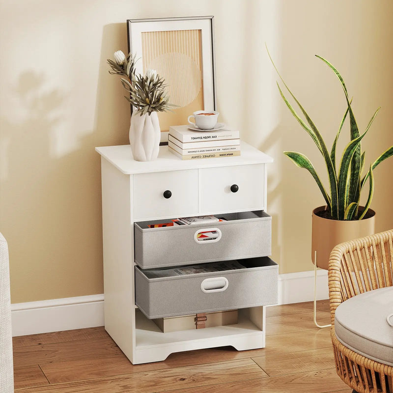 4-Drawer Dresser Modern Chest Storage Organizer with Open Shelves by DirectDeals