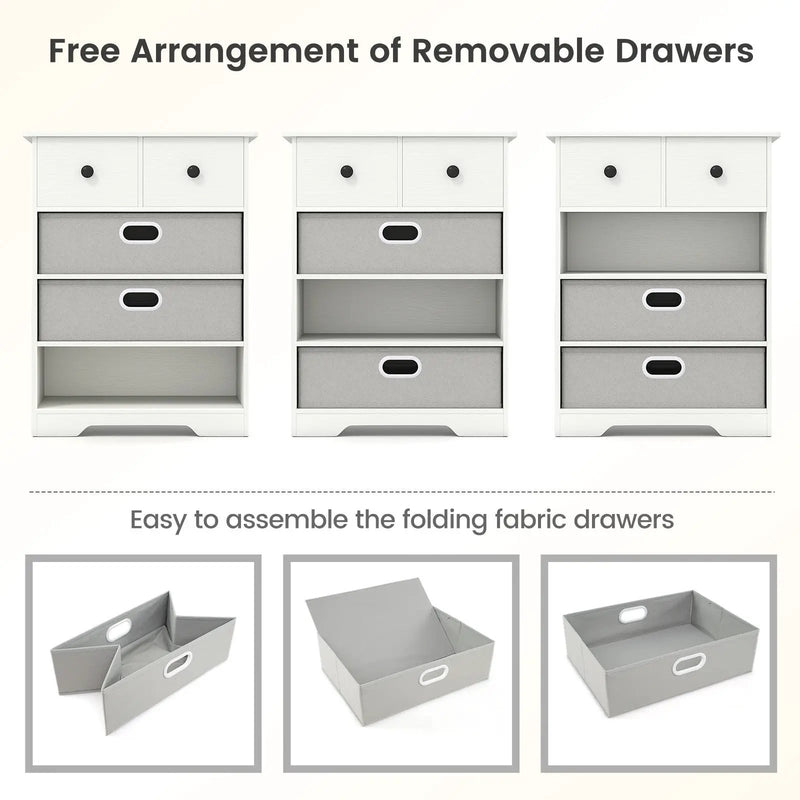 4-Drawer Dresser Modern Chest Storage Organizer with Open Shelves by DirectDeals