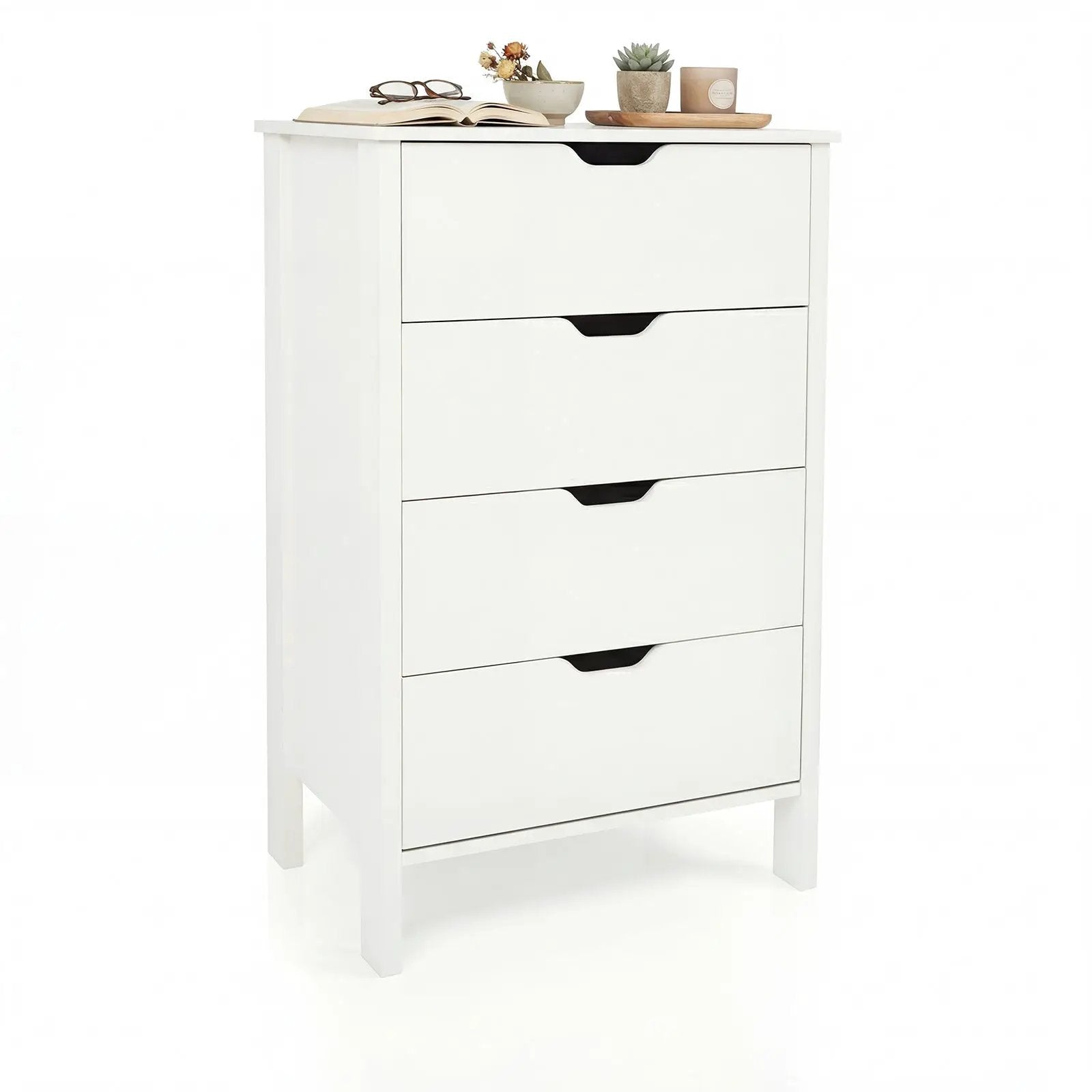 4-Drawer Dresser Wooden Nightstand with Anti-Tipping Kits-White by DirectDeals