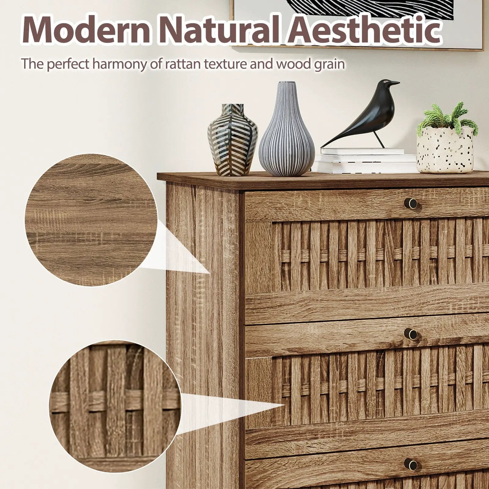 4-Drawer Dresser with Interlocking Mechanism and Metal Legs for Bedroom-Oak by DirectDeals