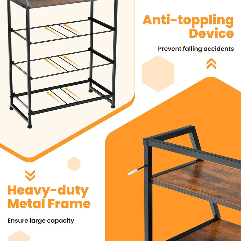 4-Drawer Free Standing Storage Dresser with 2 Open Shelves-Rustic Brown by DirectDeals