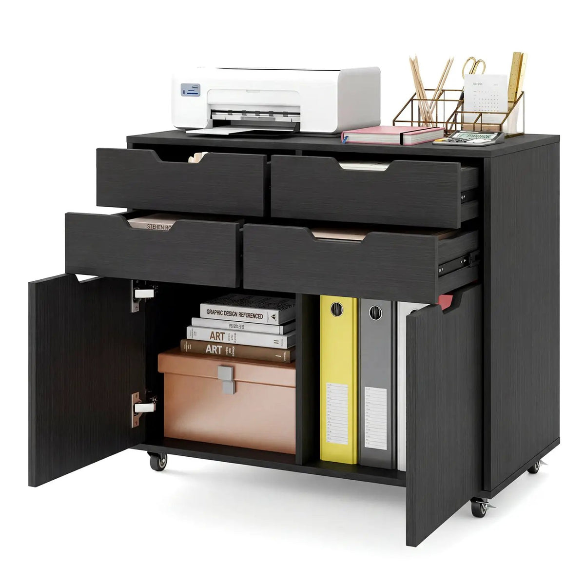 4 Drawer File Cabinet with Wheels for Home Office Organization, photo 11 of 16