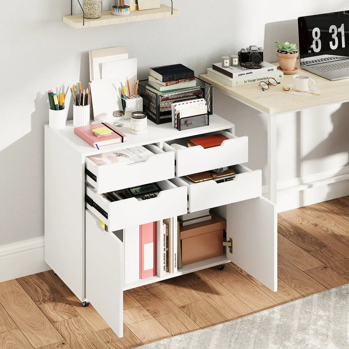4 Drawer File Cabinet with Wheels for Home Office Organization, photo 4 of 16