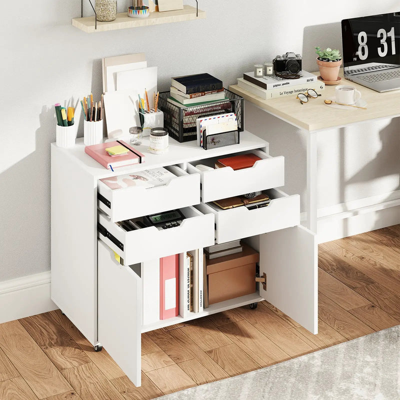4 Drawer File Cabinet with Wheels for Home Office Organization by DirectDeals