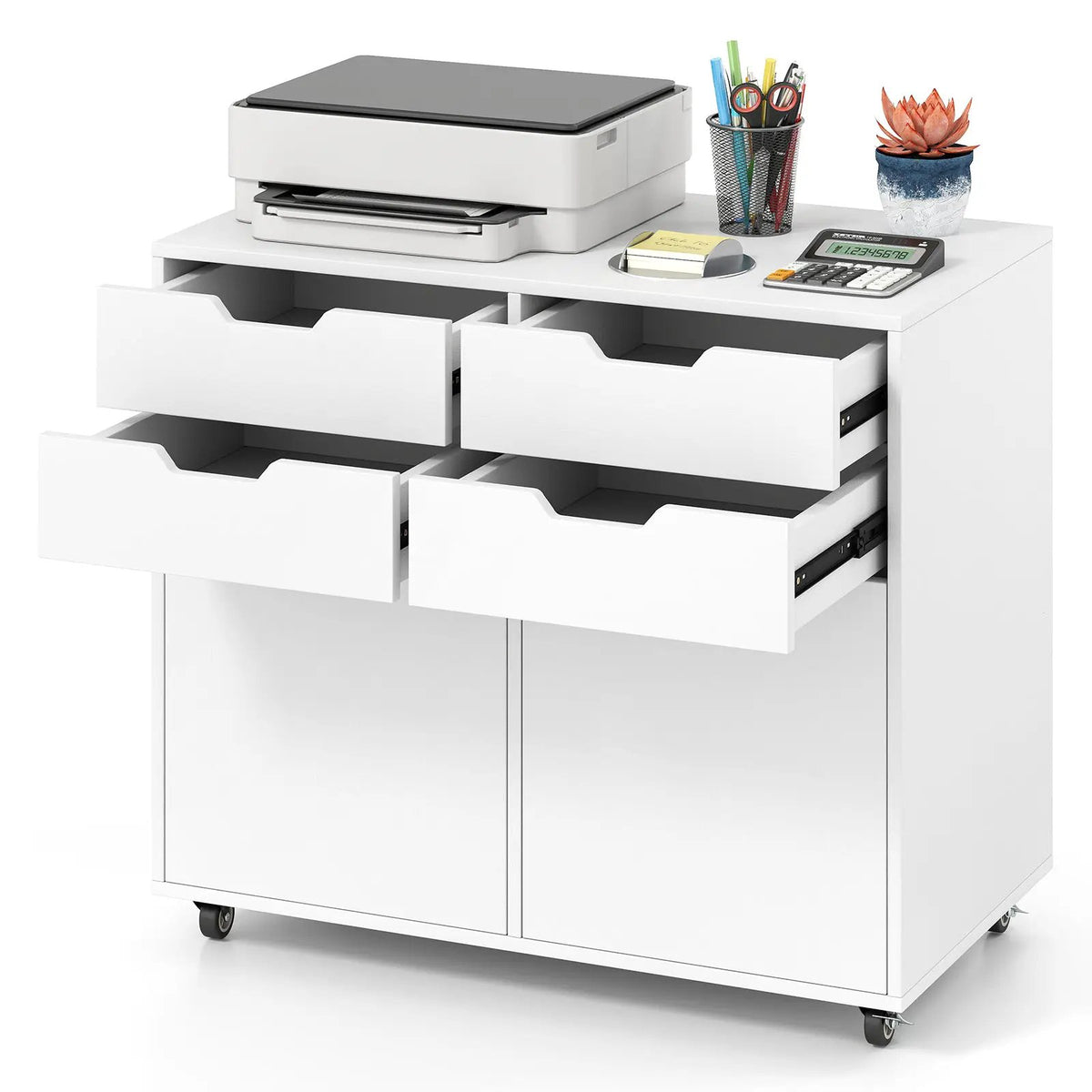4 Drawer File Cabinet with Wheels for Home Office Organization, photo 8 of 16