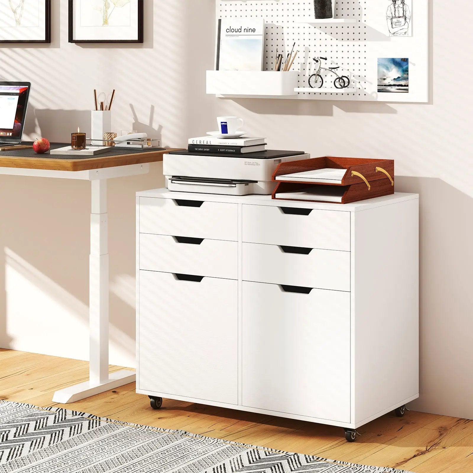 4 Drawer File Cabinet with Wheels for Home Office Organization by DirectDeals