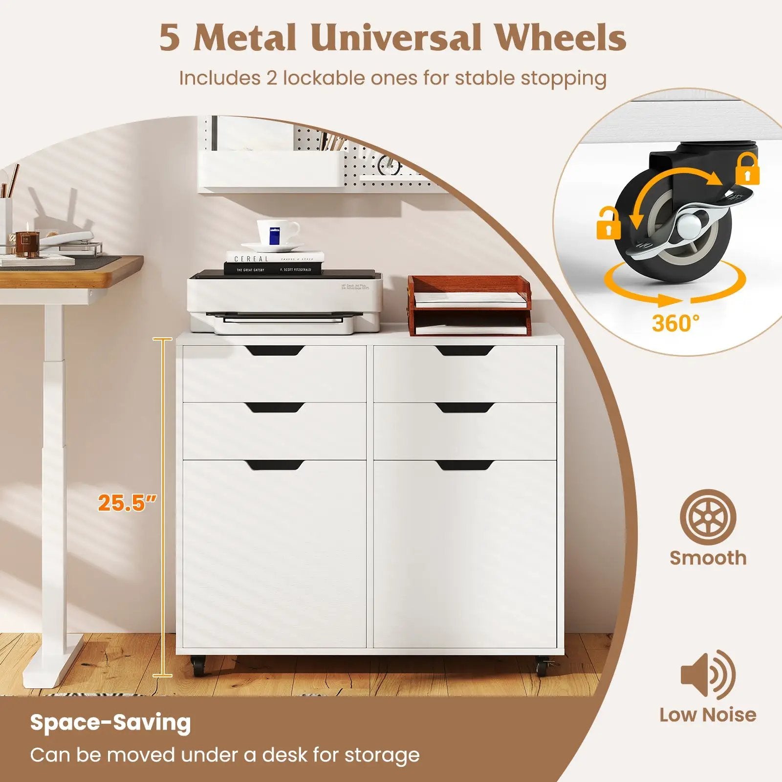 4 Drawer File Cabinet with Wheels for Home Office Organization by DirectDeals