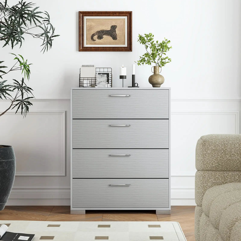 4 Drawer Storage Cabinet with Metal Legs Handles with Anti-Toppling Devices by DirectDeals