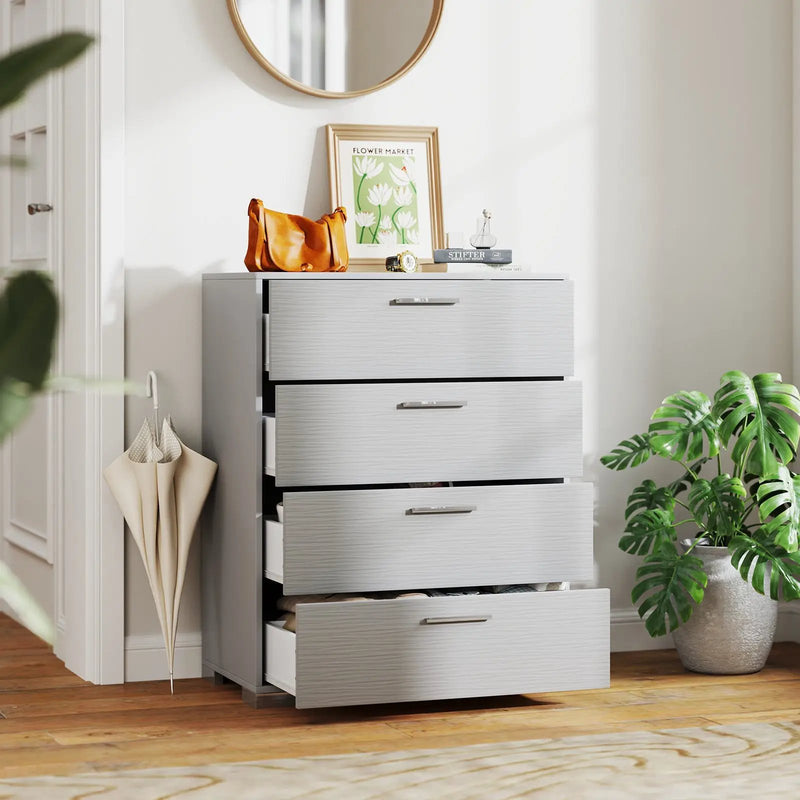 4 Drawer Storage Cabinet with Metal Legs Handles with Anti-Toppling Devices by DirectDeals