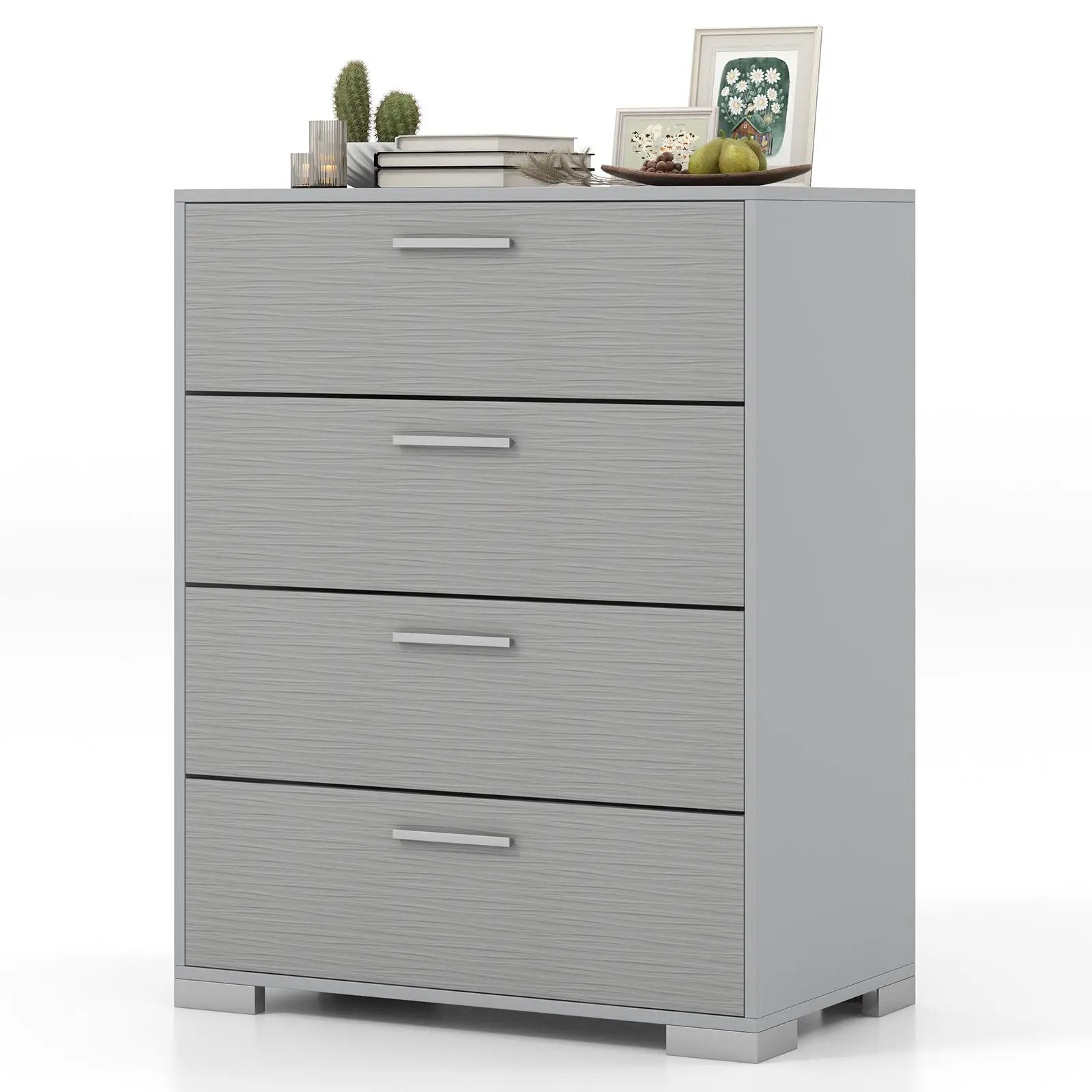 4 Drawer Storage Cabinet with Metal Legs Handles with Anti-Toppling Devices by DirectDeals