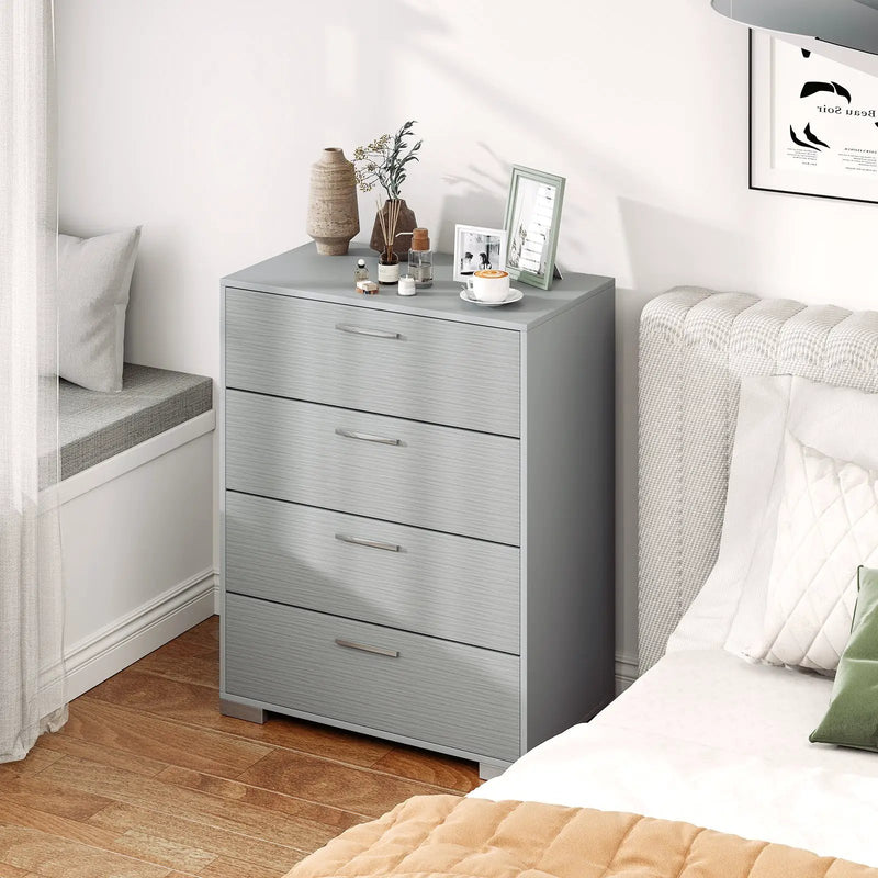 4 Drawer Storage Cabinet with Metal Legs Handles with Anti-Toppling Devices by DirectDeals