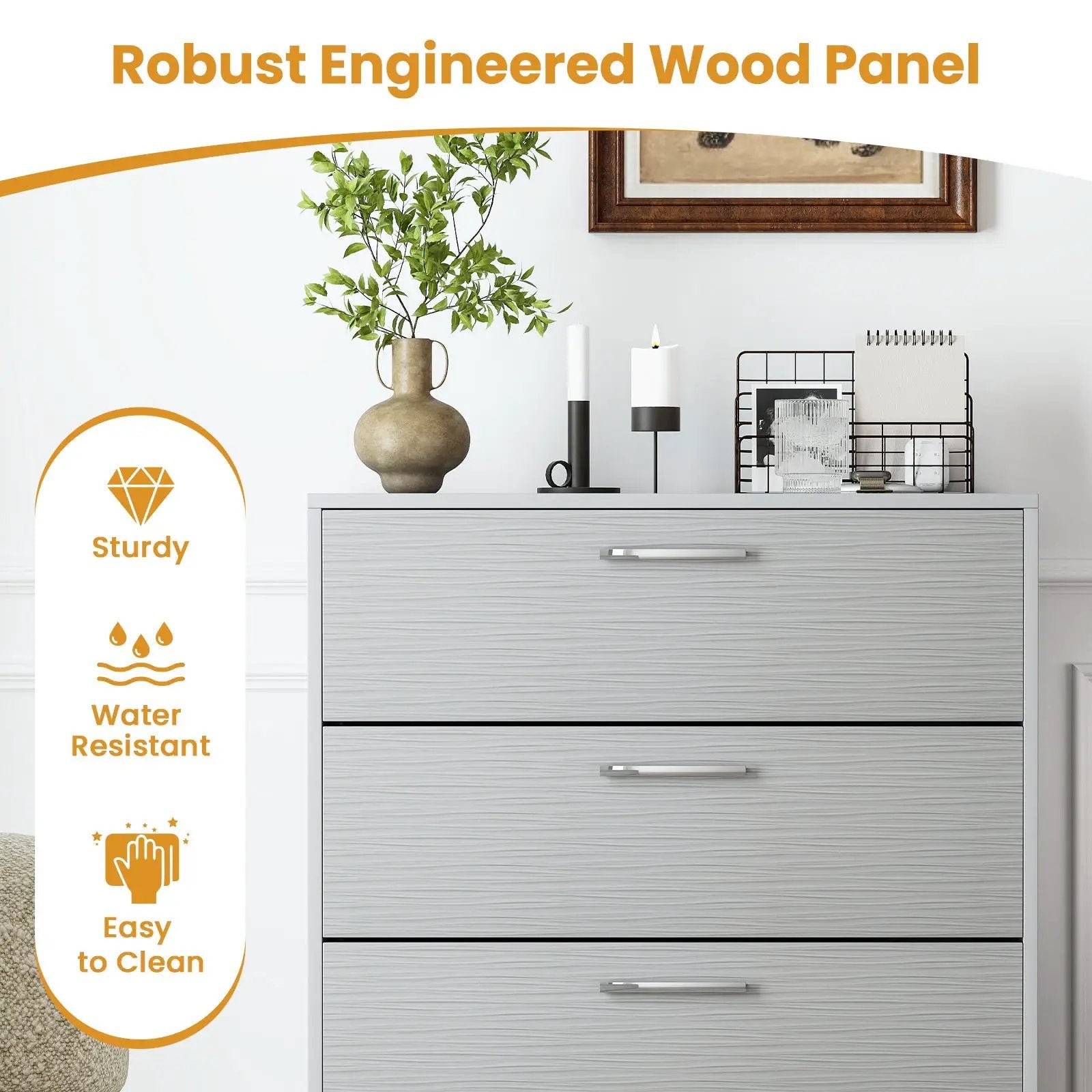 4 Drawer Storage Cabinet with Metal Legs Handles with Anti-Toppling Devices by DirectDeals
