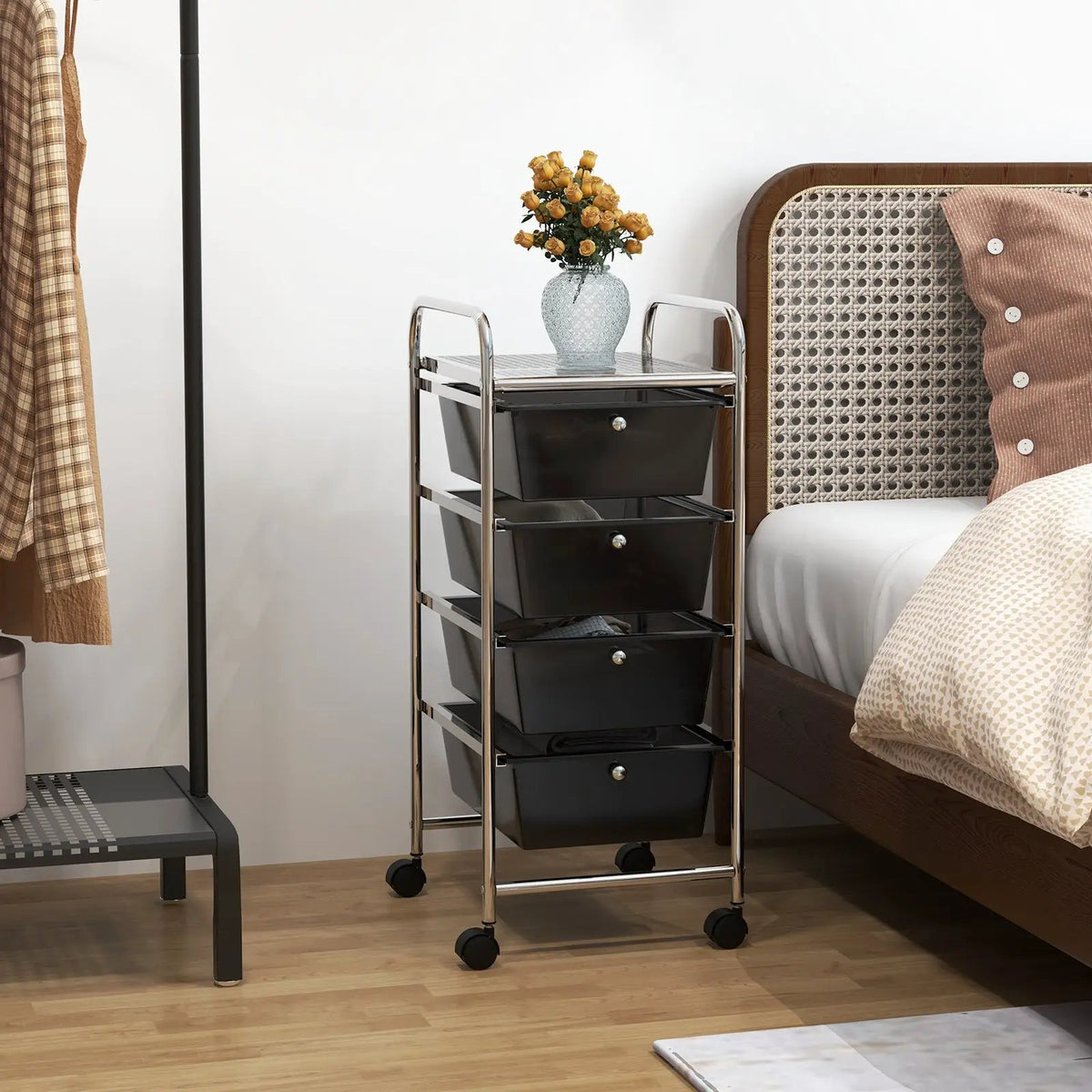 4-Drawer Cart Storage Bin Organizer Rolling with Plastic Drawers
