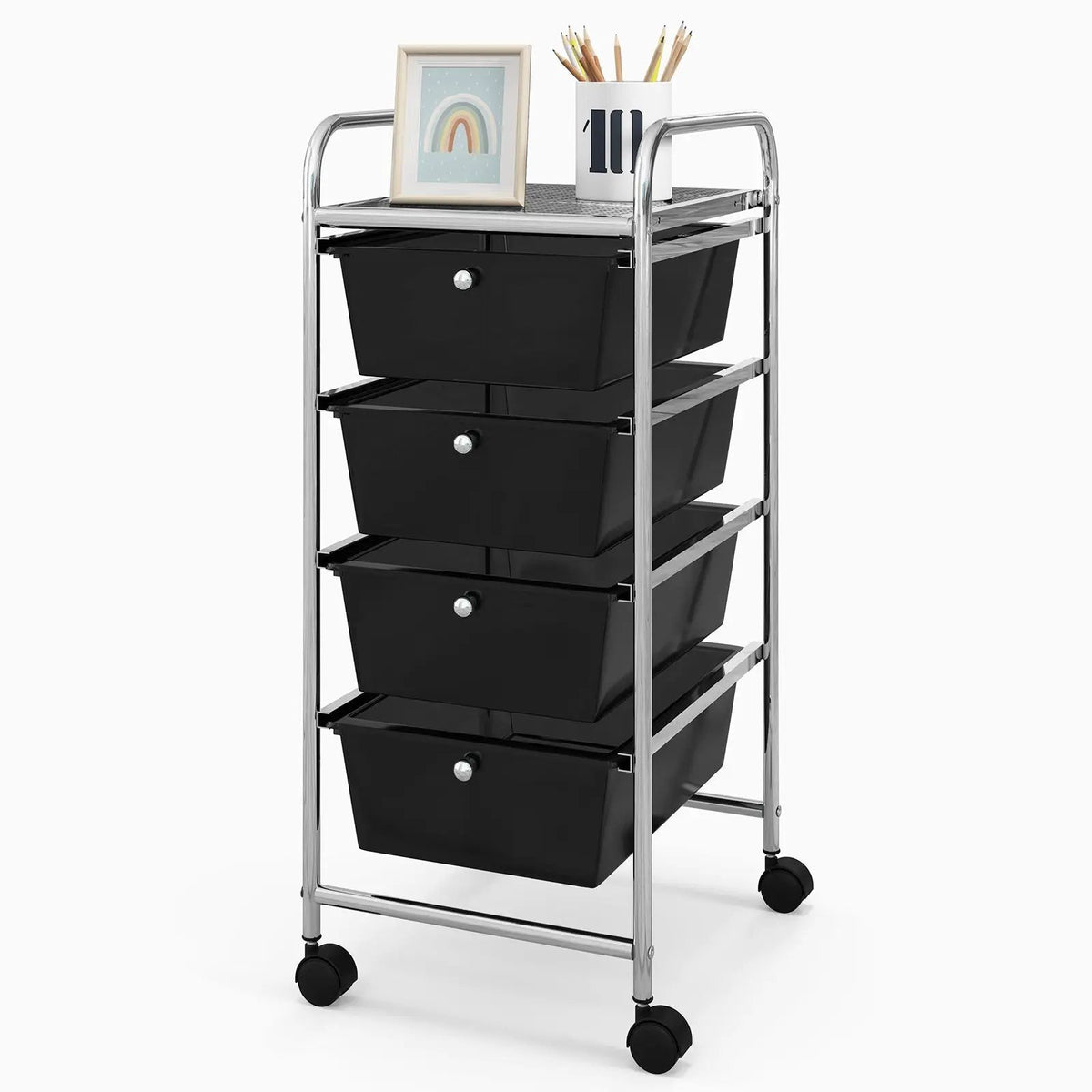 4-Drawer Cart Storage Bin Organizer Rolling with Plastic Drawers, photo 3 of 11
