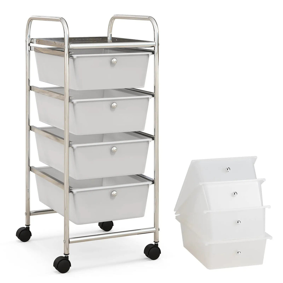 4-Drawer Cart Storage Bin Organizer Rolling with Plastic Drawers, photo 9 of 11