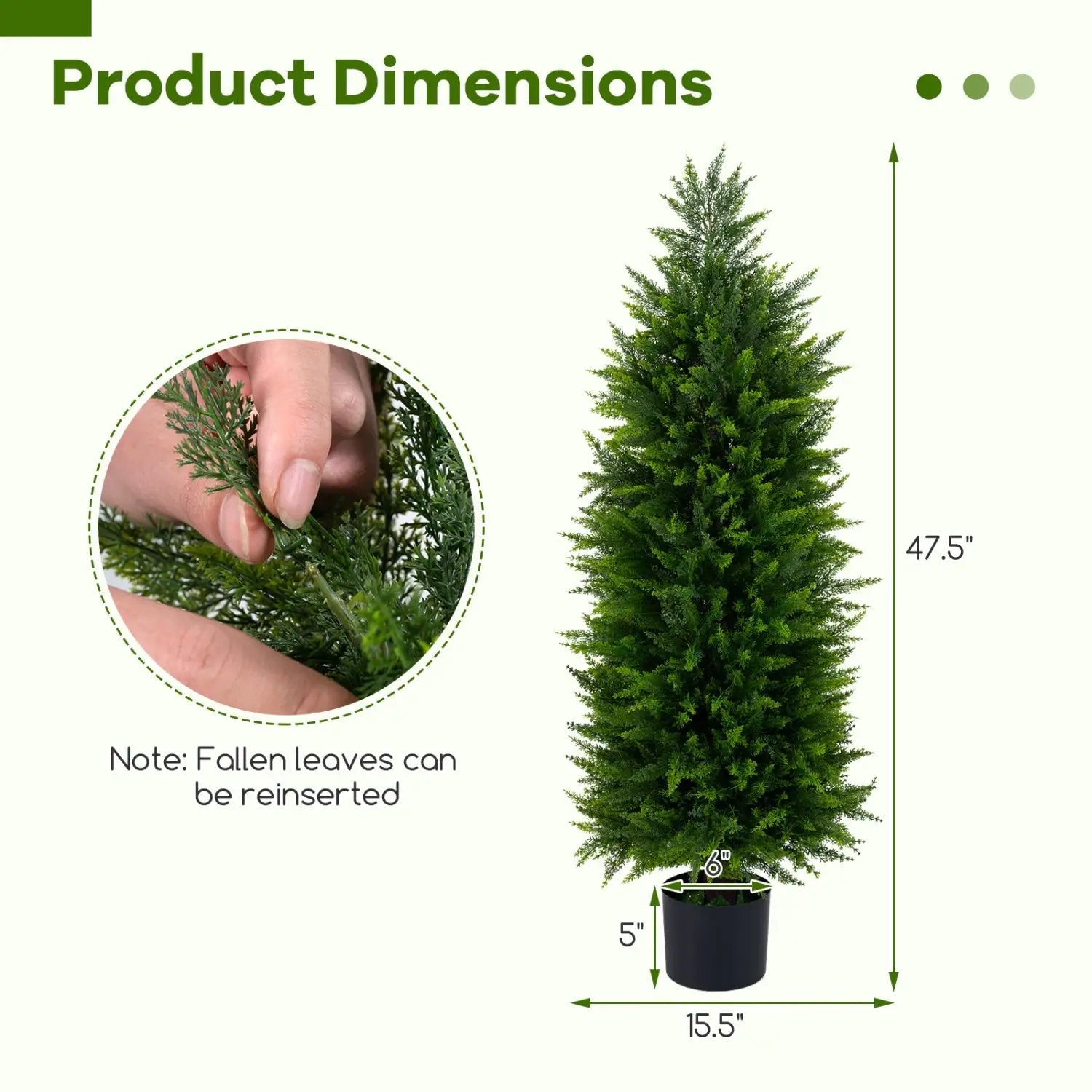 4 FT Artificial Topiary Tree Set of 2 Faux Cedar Cypress Plants in Cement-Filled Pots by DirectDeals