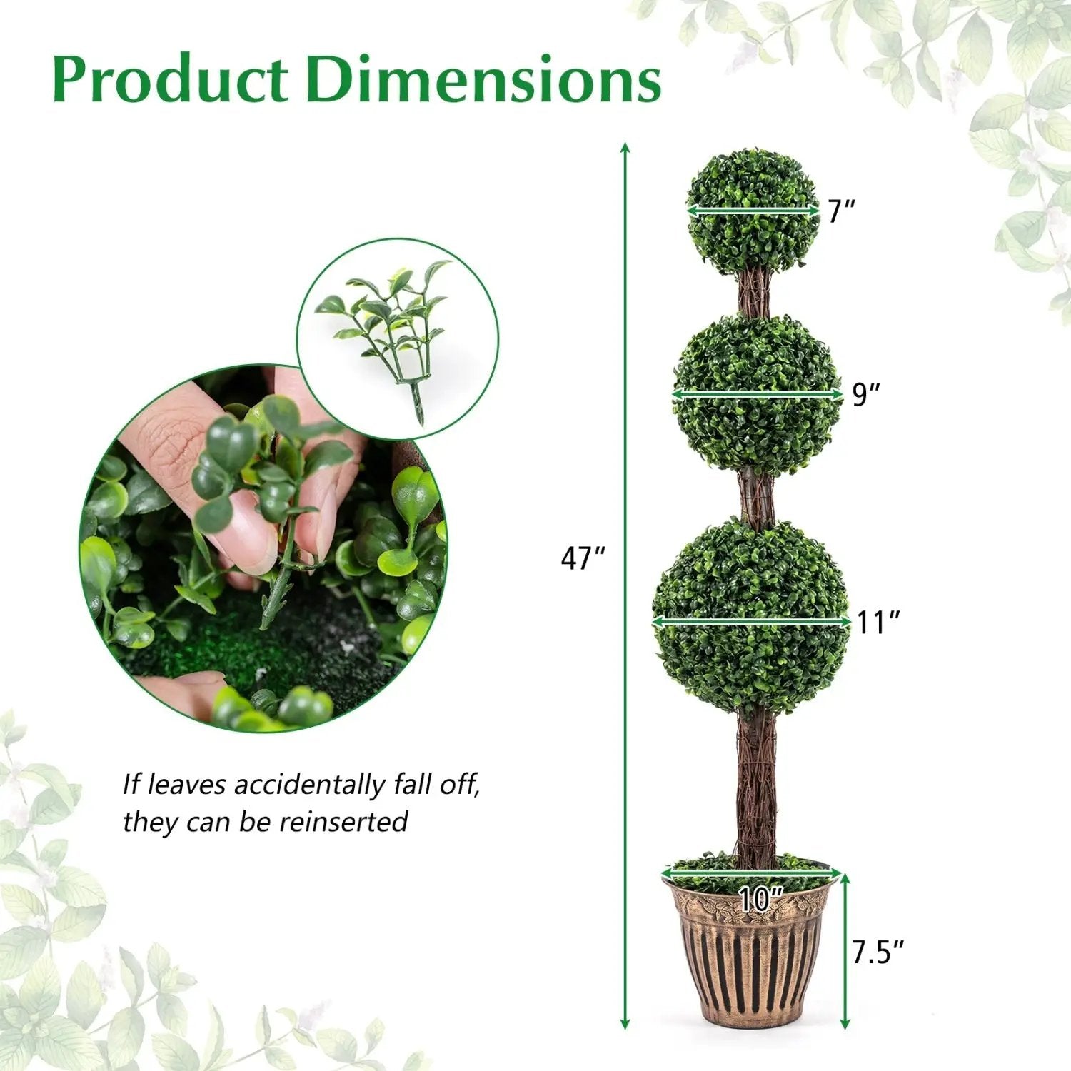 4 FT Artificial Triple Ball Boxwood Tree with Cement-filled Retro Planter Set of 2 by DirectDeals