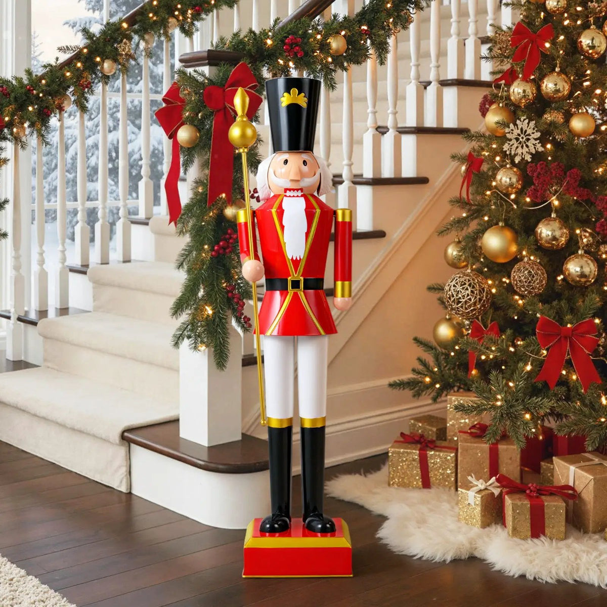 4 FT Christmas Nutcracker with High Hat & Beautiful Scepter by DirectDeals