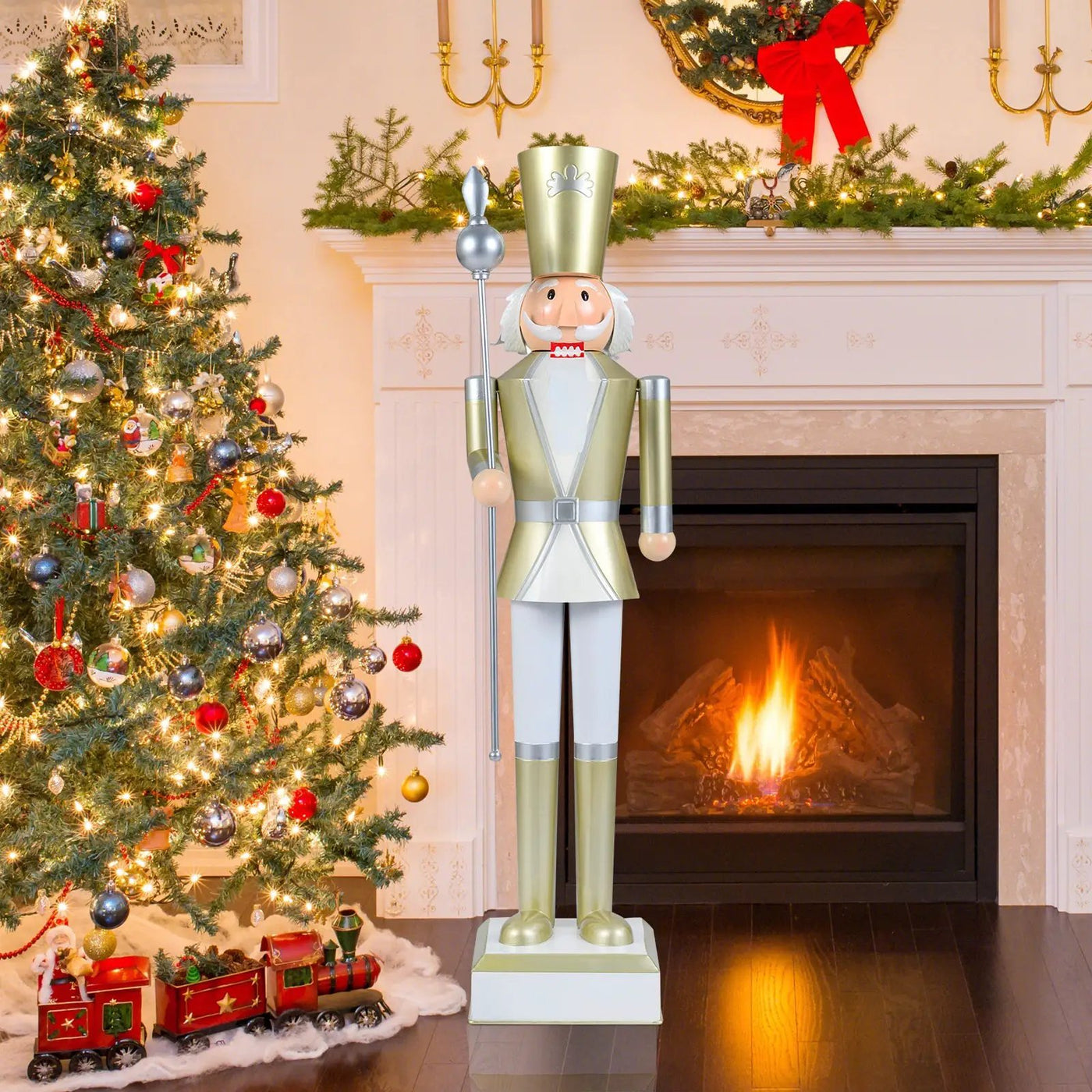 4 FT Christmas Nutcracker with High Hat & Beautiful Scepter by DirectDeals
