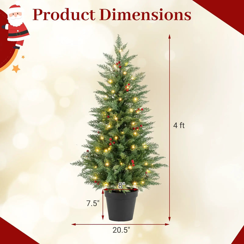 4 FT Pre-lit Christmas Trees with 70 Warm White LED Lights and 173 Branch Tips 2 Pack by DirectDeals