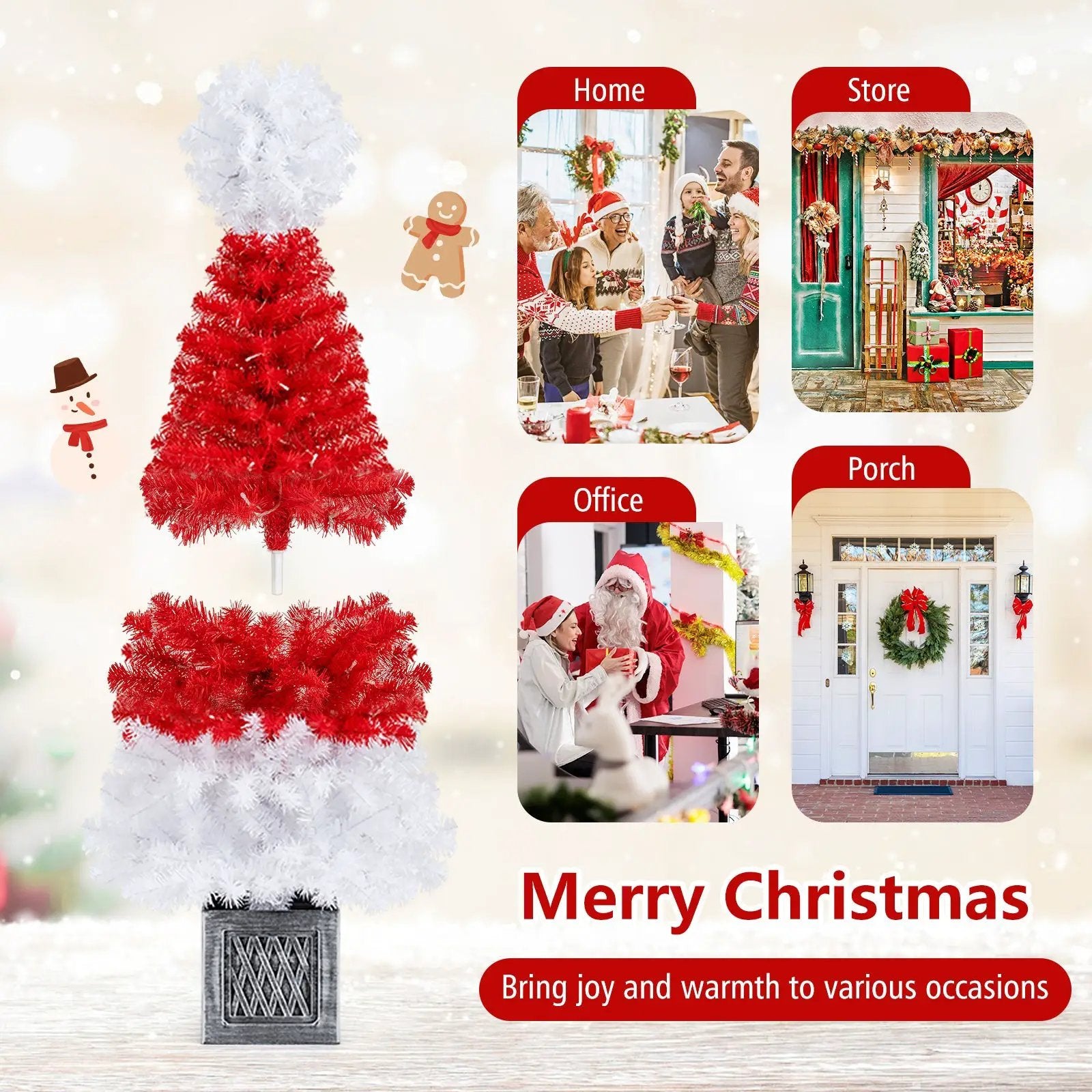 4 Feet Artificial Christmas Tree with 300 Branch Tips and 100 Warm White LED Lights by DirectDeals