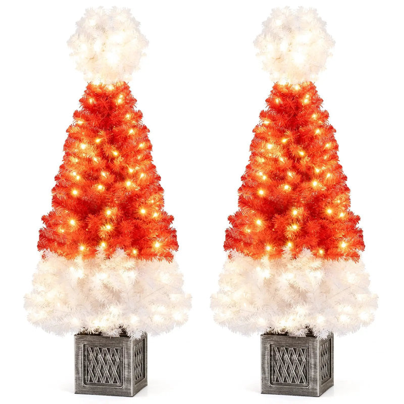 4 Feet Artificial Christmas Tree with 300 Branch Tips and 100 Warm White LED Lights by DirectDeals