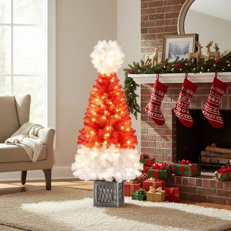 4 Feet Artificial Christmas Tree with 300 Branch Tips and 100 Warm White LED Lights by DirectDeals