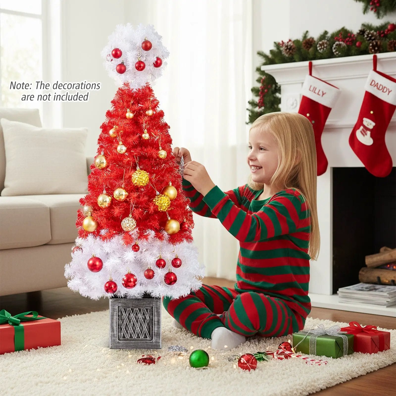 4 Feet Artificial Christmas Tree with 300 Branch Tips and 100 Warm White LED Lights by DirectDeals