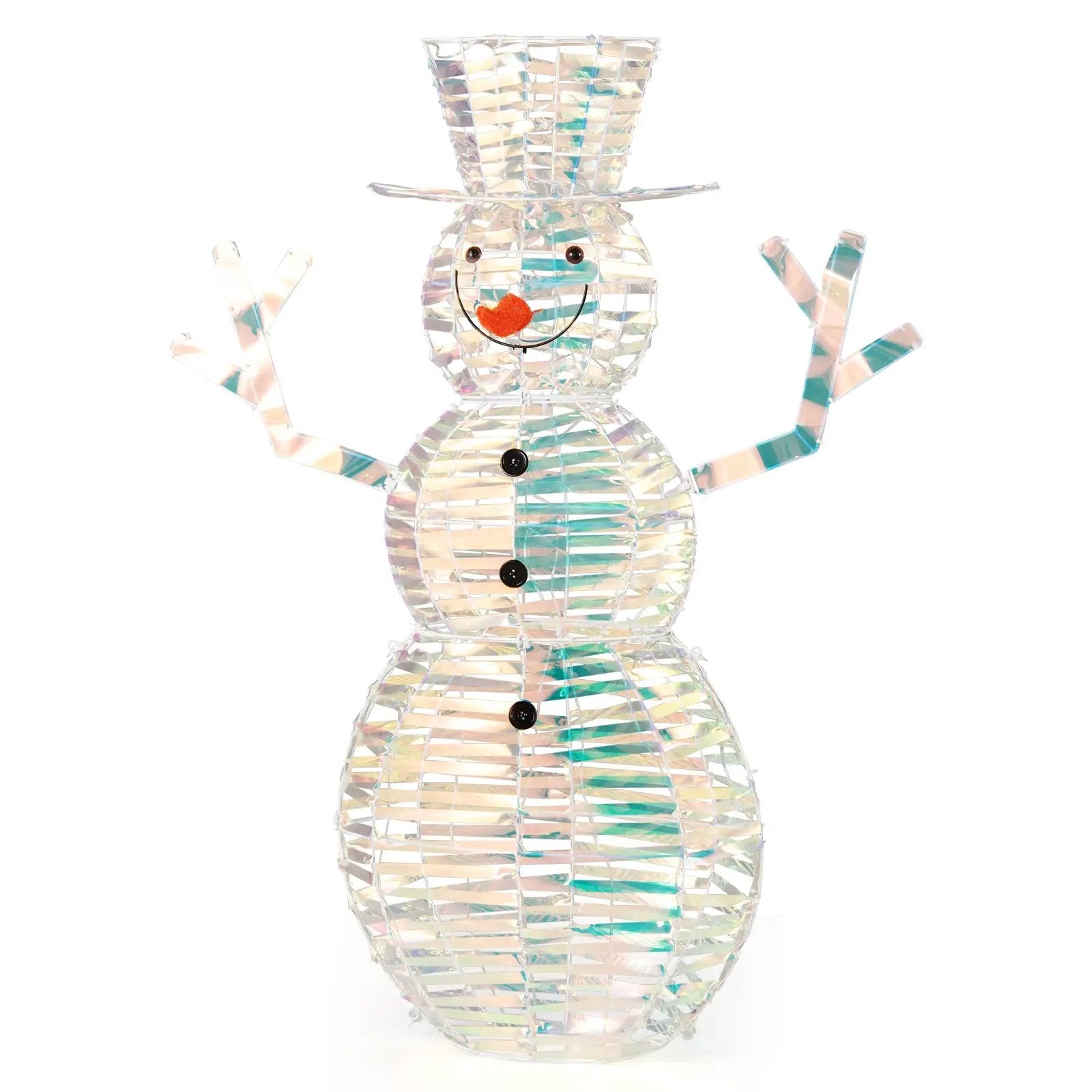 4 Feet Iridescent Christmas Snowman with White LED Lights and Ground Stakes by DirectDeals