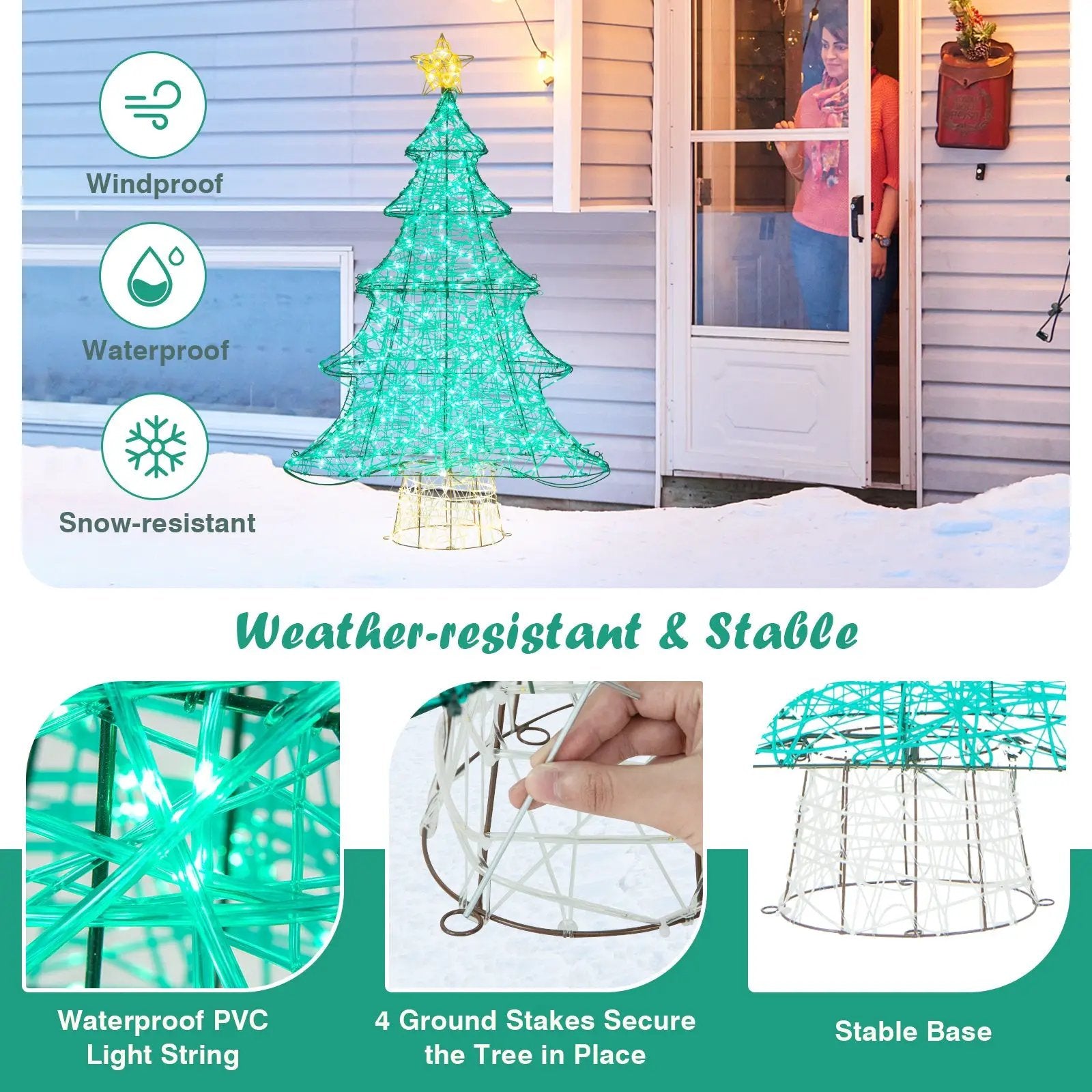 4 Feet Lighted Artificial Christmas Tree with 520 LED Lights and Top Star by DirectDeals