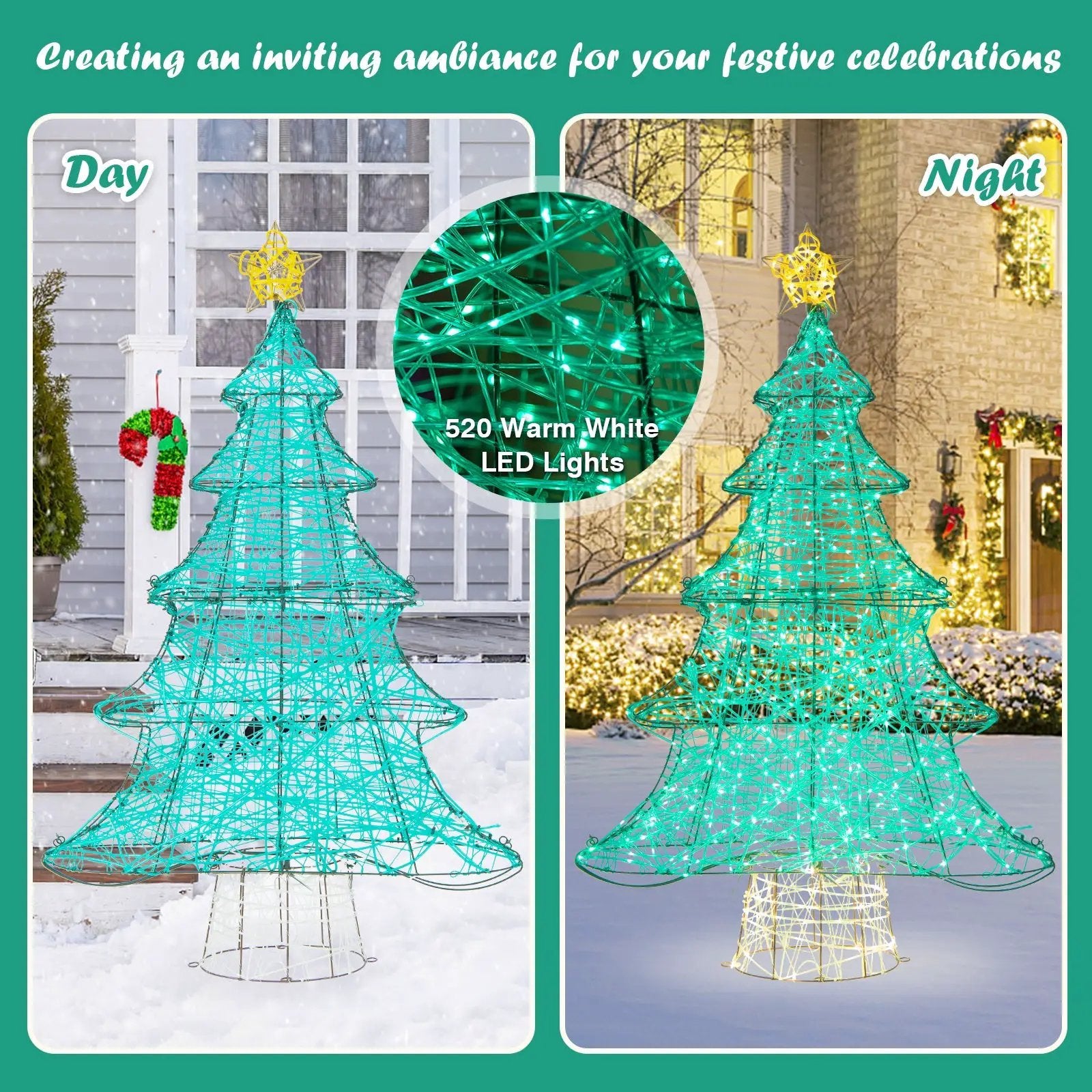 4 Feet Lighted Artificial Christmas Tree with 520 LED Lights and Top Star by DirectDeals