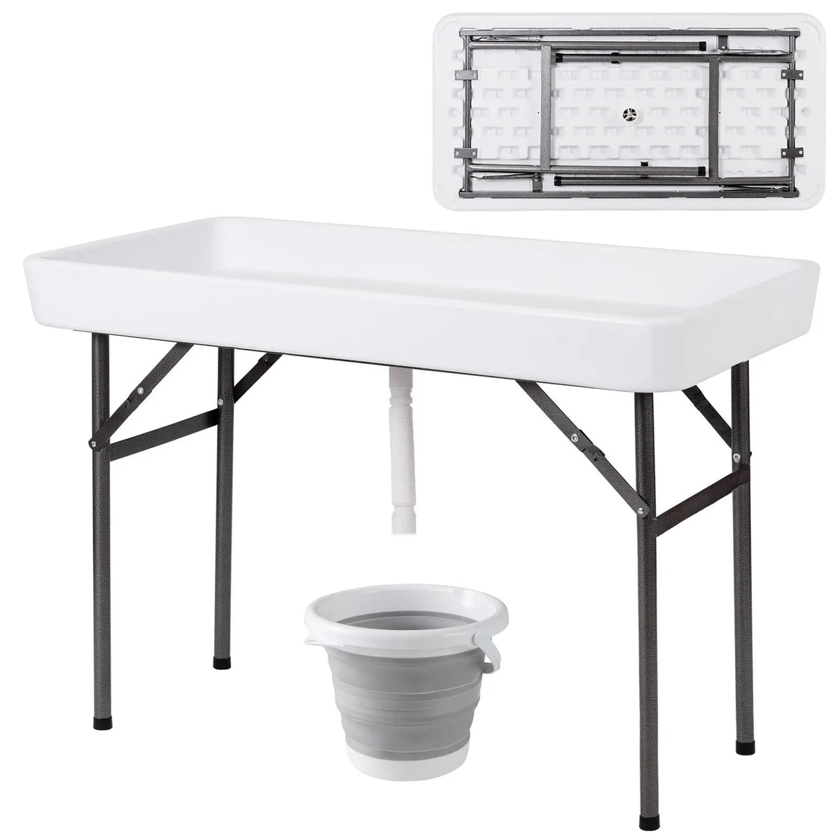 4 Feet Plastic Party Ice Folding Table with Matching Skirt, photo 9 of 9