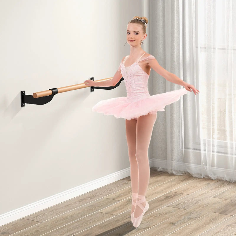 4 Feet Wall-Mounted Ballet Barre for Yoga-Black by DirectDeals