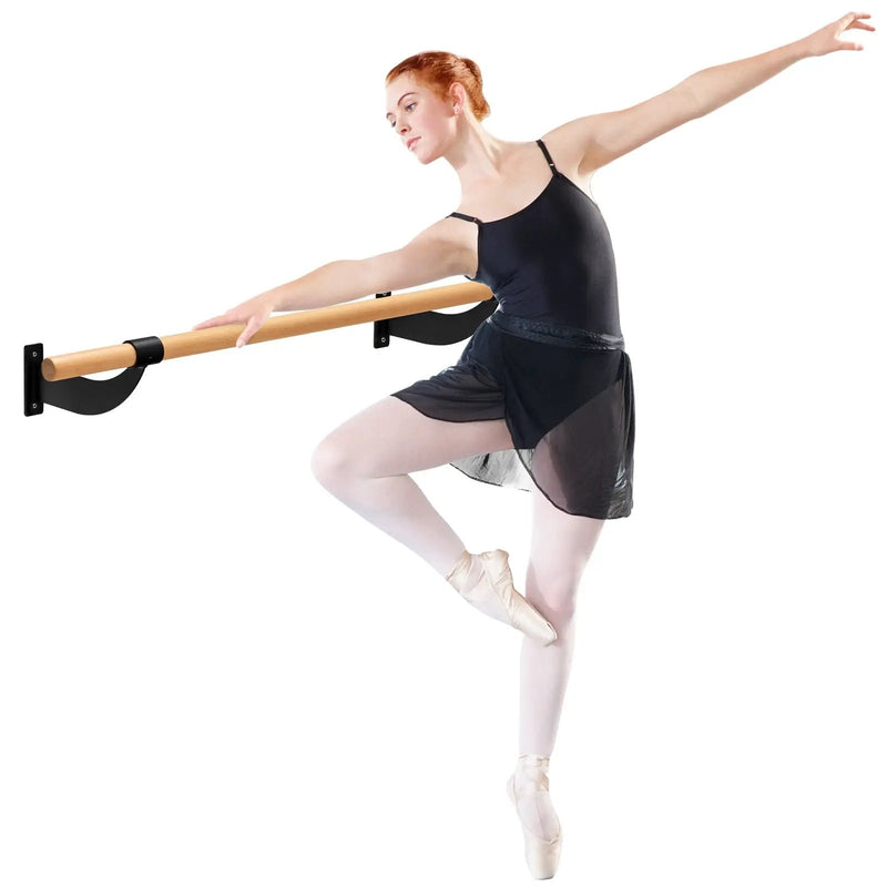4 Feet Wall-Mounted Ballet Barre for Yoga-Black by DirectDeals