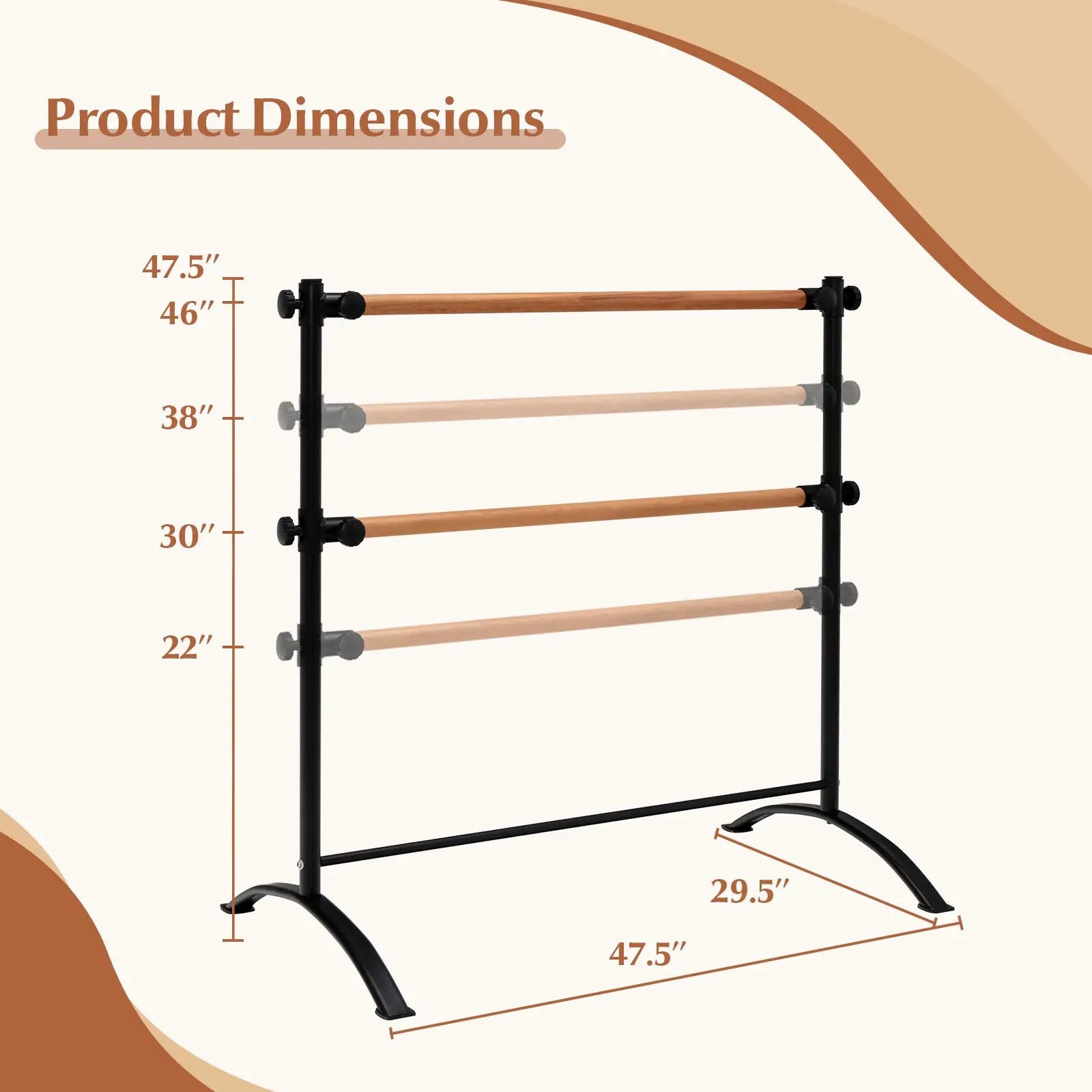 4 Foot Portable Freestanding Double Ballet Barre by DirectDeals